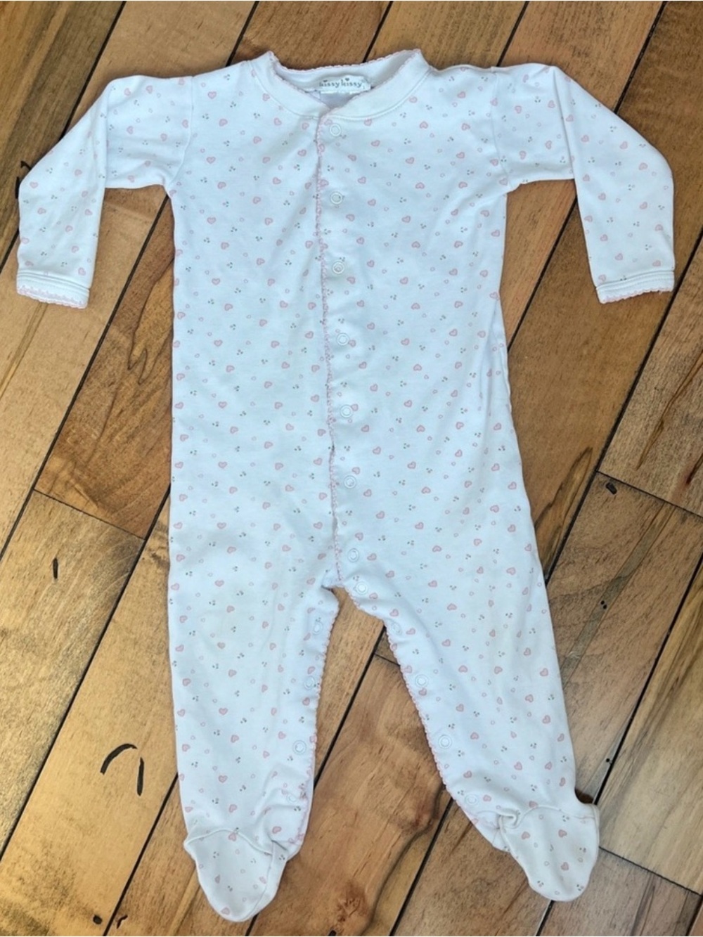 Kissy Kissy Heart Print Footed Pajamas size 6–9M